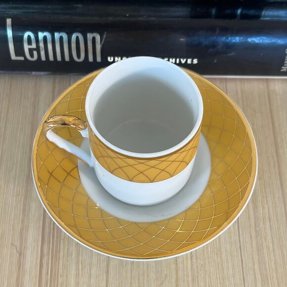 Yau Shing Demitasse Vintage Gold Accent Fine Porcelain Espresso Cup Set - Picture 4 of 8